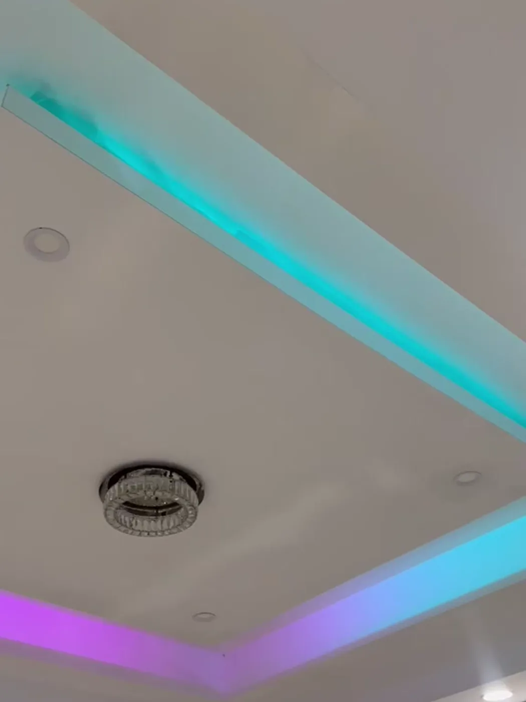 Tray ceiling LED cove lighting running the length of the room, Metro Atlanta